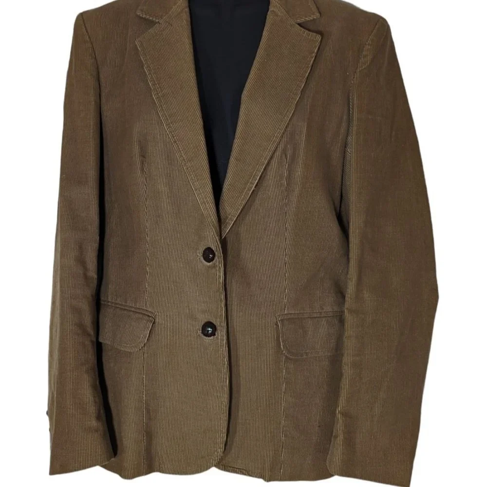 Vintage Womens Oscar de La Renta Tan Corduroy Two Button Career Blazer Jacket XS - Picture 7 of 7
